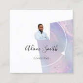 QRCode Logo Custom Foto Paarse Vierkante Visitekaartje (Voorkant)