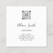 QRCode Logo Custom Foto Paarse Vierkante Visitekaartje (Achterkant)