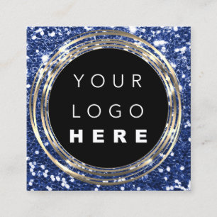 QRCode Logo Online Winkelen Lijst Gold Glitter Blu Vierkante Visitekaartje