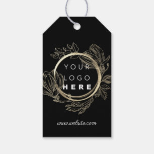 QrCode Logo Productbeschrijving Prijs Floral Black Cadeaulabel