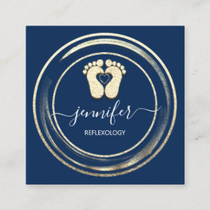 QRCode Logo Reflexology Foot Massage Blue NavyFeet Vierkante Visitekaartje