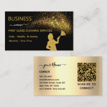 QrCode Schoonmaakdienst Dienstmeid Gouden Glitter