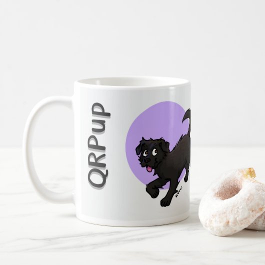 QRPup Cup - Zwarte Terrier Koffiemok (Met donut)