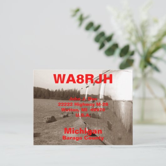 QSL-Briefkaarten HAM-radio Ops-tinten kunnen campe Briefkaart (Staand voorkant)