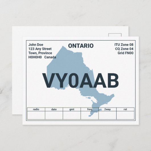 QSL Kaart Ontario Map (Voorkant / Achterkant)
