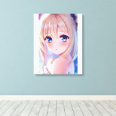 QT Blauwe Ogen 3 Canvas Afdruk (Insitu (Houten vloer))