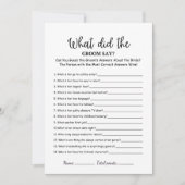 Qu'a dit le marié douche nuptiale Carte de jeu (Devant)