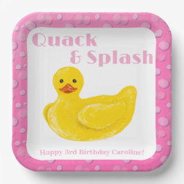 Quack and Splash Duck 3e verjaardagsuitnodiging Papieren Bordje