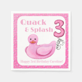 Quack and Splash Duck 3e verjaardagsuitnodiging Servet