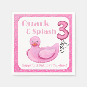 Quack and Splash Duck 3e verjaardagsuitnodiging Servet