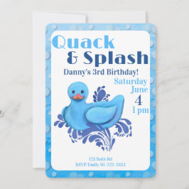 Quack and Splash Duck 3rd Birthday Invitation Kaart