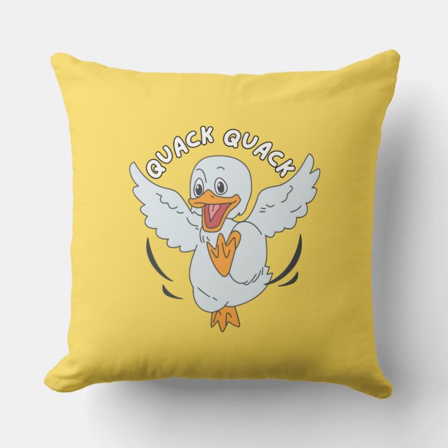 Quack Quack Joy - Cartoon Duck Jetez Oreiller (Recto)