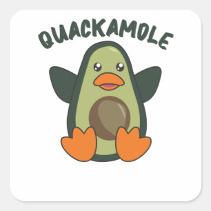 Quackamole Sweet Avocado Duck Pun Avocados Vierkante Sticker