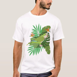 Quacker parrot with leaves t-shirt