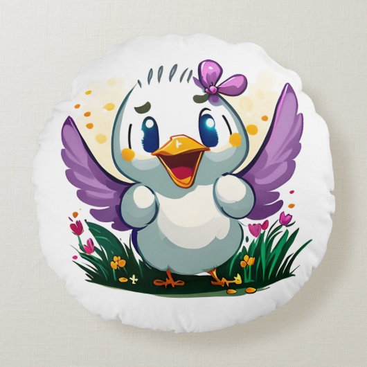 Quackin' Cute Rond Kussen (Voorkant)