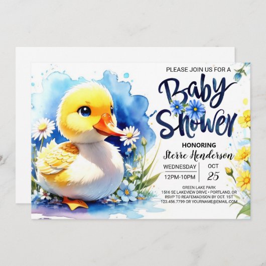 Quacking Blue Baby shower Kaart (Voorkant / Achterkant)