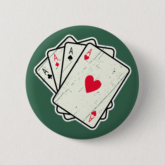 Quad Aces: Alle 4 Lucky Ace-Kaarten Ronde Button 5,7 Cm (Voorkant)
