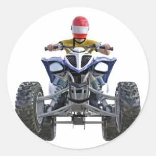 Quad Bike ATV Popping a Wheelie to Front Ronde Sticker