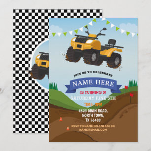 Quad Bike Birthday Invitation Riding Mud Fun Track Kaart