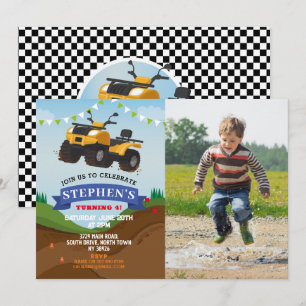 Quad Bike Birthday Party Truck Car Big Invite Kaart