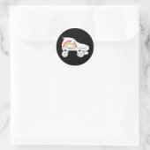 quad-schaats regenboog ronde sticker (Tas)