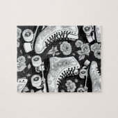 Quad schaatsen rozen Zwart Wit Ontwerp Legpuzzel (Horizontaal)