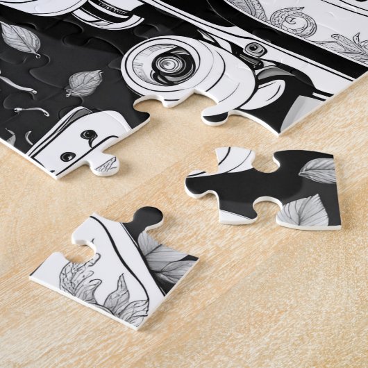 Quad schaatsen rozen Zwart Wit Ontwerp Legpuzzel (Zijkant)