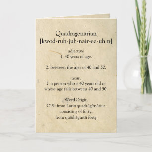Quadragenarian Dictionary betekent Happy 40th Kaart