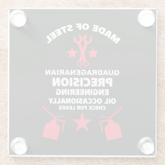 Quadragenarische verjaardag glazen onderzetter (Achterkant)