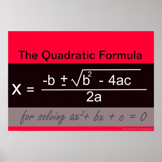 Quadratische Formule Wiskunde Poster (Voorkant)