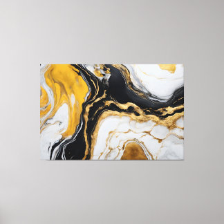 Quadro Abstrato amarelo, cinza e preto em Canvas Afdruk