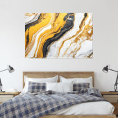 Quadro Abstrato amarelo, preto, branco em Canvas Afdruk (Insitu (Slaapkamer))