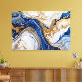 Quadro Abstrato azul, cinza e dourado em Canvas (Insitu (Woonkamer))