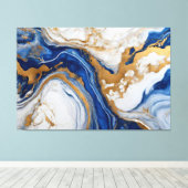 Quadro Abstrato azul, cinza e dourado em Canvas (Insitu (Houten vloer))