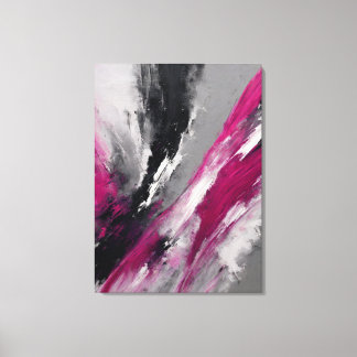 Quadro abstrato, bege, magenta, preto, cinza e bra canvas afdruk