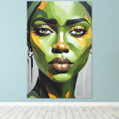 Quadro abstrato rosto de mulher negra canvas afdruk (Insitu (Houten vloer))