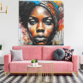 Quadro abstrato rosto de mulher negra canvas afdruk (Insitu (Woonkamer))