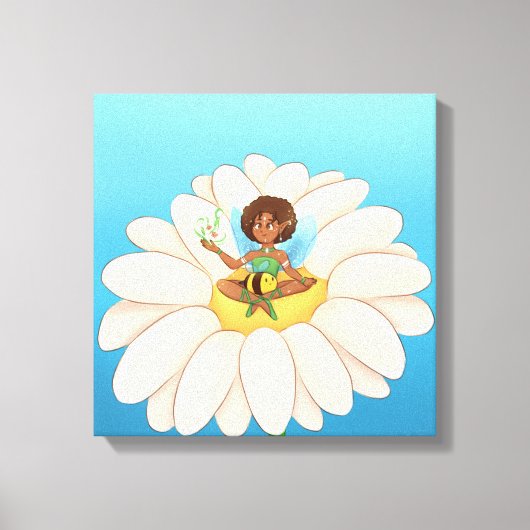 quadro com fada em cima de uma flor canvas afdruk (Voorkant)