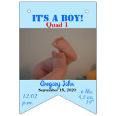 Quadruplet Boy's Blue Green Bunting Banner (Tweede vlag)