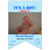 Quadruplet Boy's Blue Green Bunting Banner (Derde vlag)