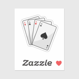 Quadruplets Aces Poker-kaarten bij Poker Sticker