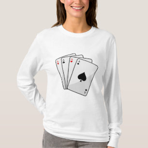 Quadruplets Aces Poker-kaarten bij Poker T-shirt
