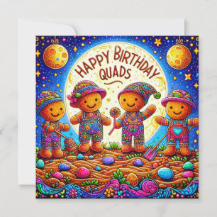 QUADS ~ Carte d'anniversaire ~ Gingerbread Men ~