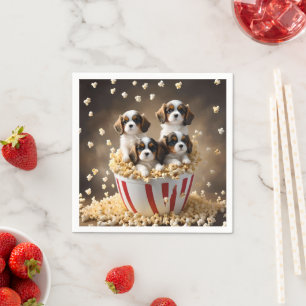 Quads Cavalier Spaniel Puppies in de popcorn, Servet