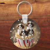 Quads Cavalier Spaniel Puppies in de popcorn, Sleutelhanger (Achterkant)