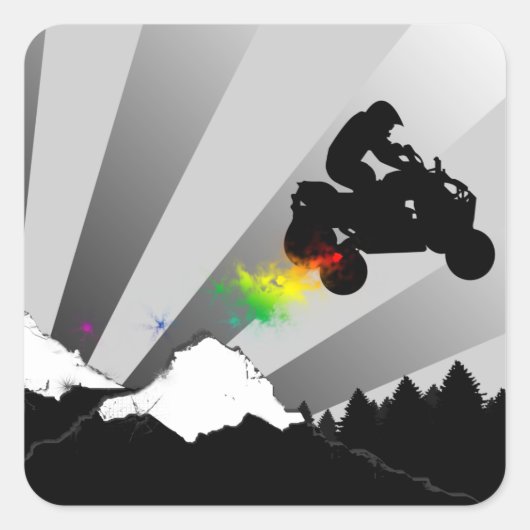 Quads Dirt Trail ATV Vierkante Sticker (Voorkant)