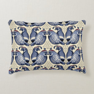 Quail Bird Navy and Cream Accent Pillow Accent Kussen