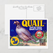 Quail Brand Contra Costa Bartletts Briefkaart (Voorkant / Achterkant)