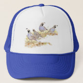 Quail Family Waterverf Bird Art Trucker Pet (Voorkant)