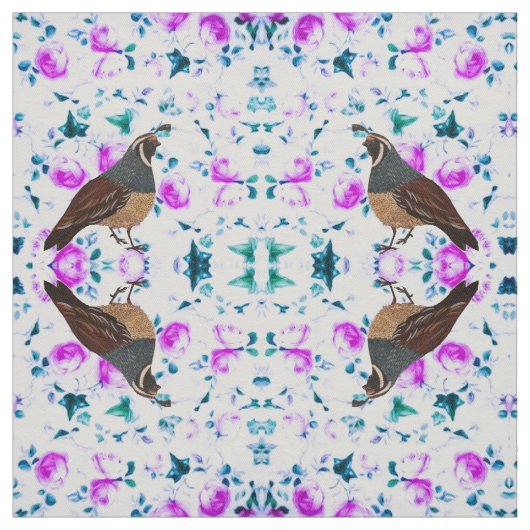 Quail sur tissu de chintz rose (Échantillon)
